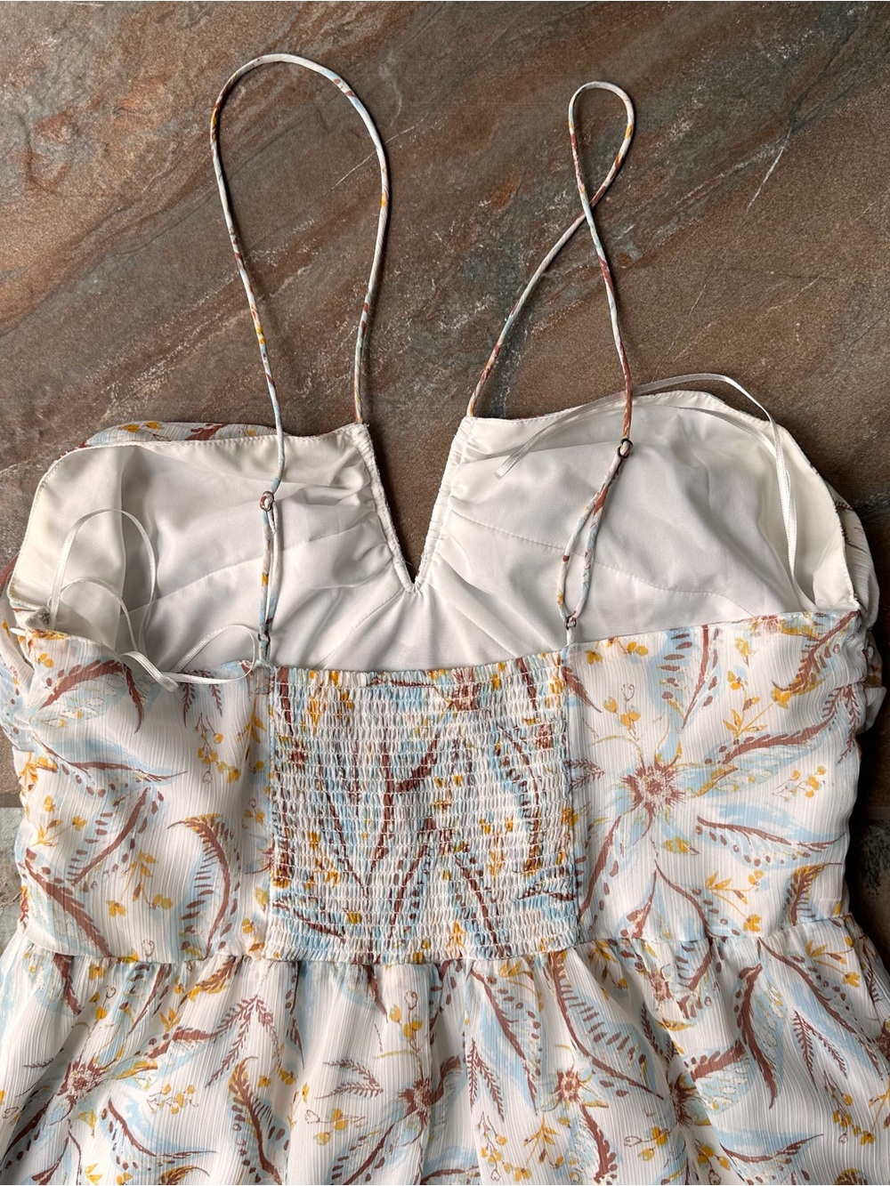 Gentle Fawn Floral Paisley Midi Dress Strappy V-Neck Boho Summer Cream Large L - Picture 6 of 10